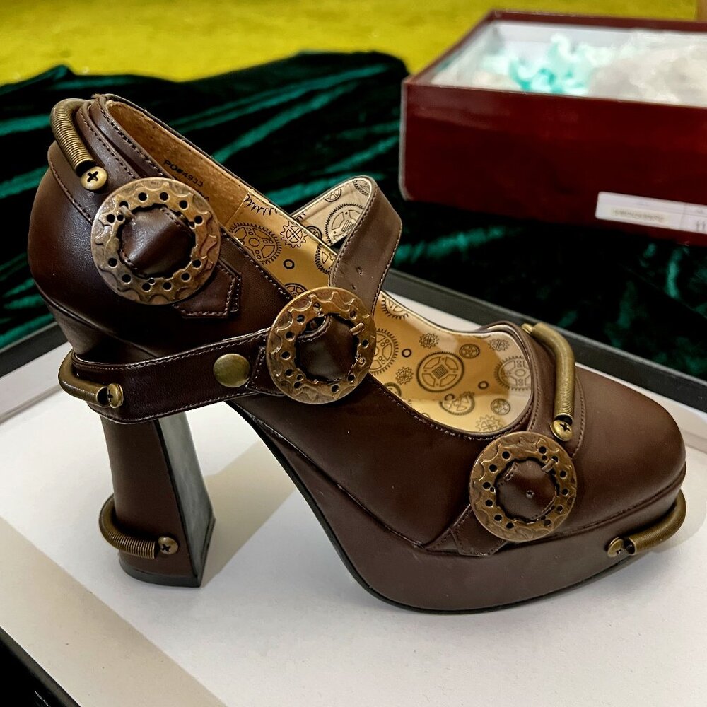NIB Demon-29 Demonia Women''s 5" Steampunk Mary Jane Shoes Size 11